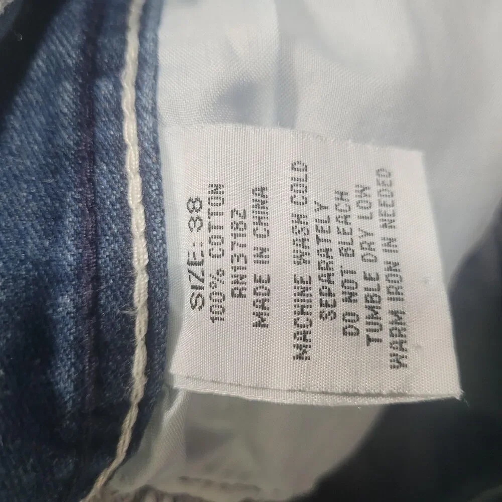 Guess GS-115 Premium Jeans Mens 38x32 Blue Med Wash Regular Straight Distressed